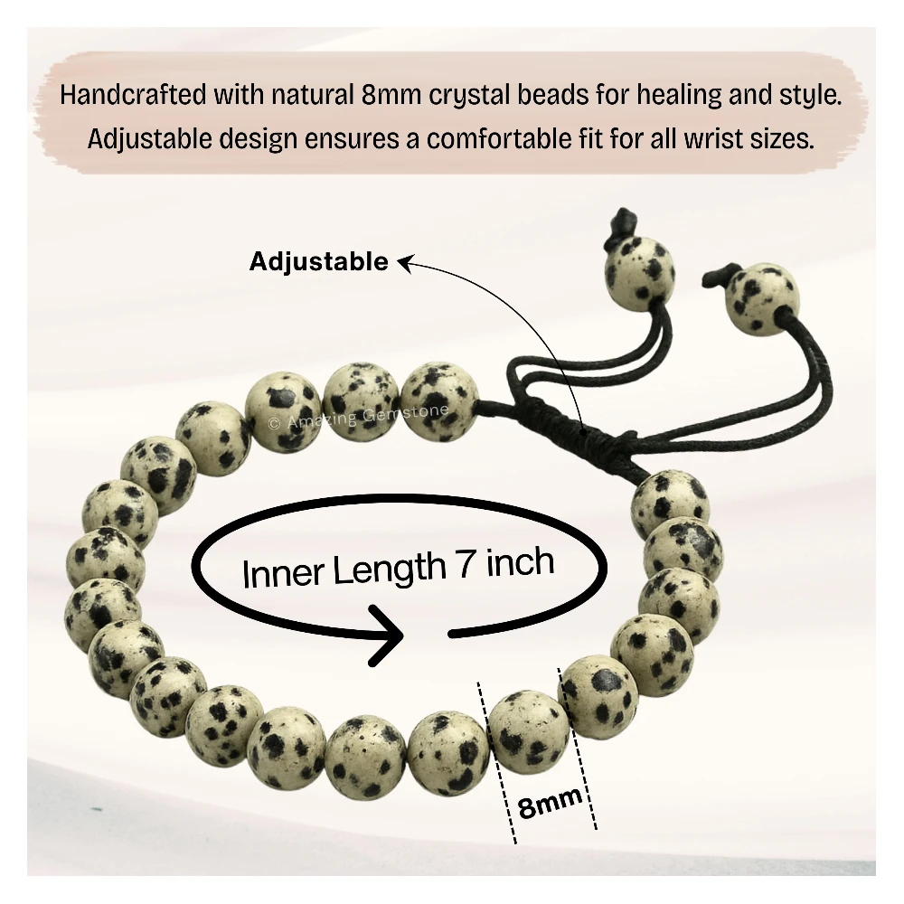 Dalmatian Jasper Bracelet (Adjustable)