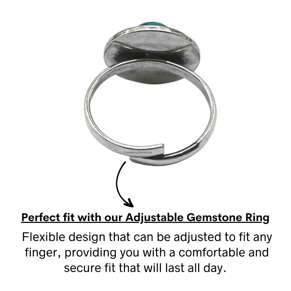 Turquoise Crystal Bead Ring (Silver)