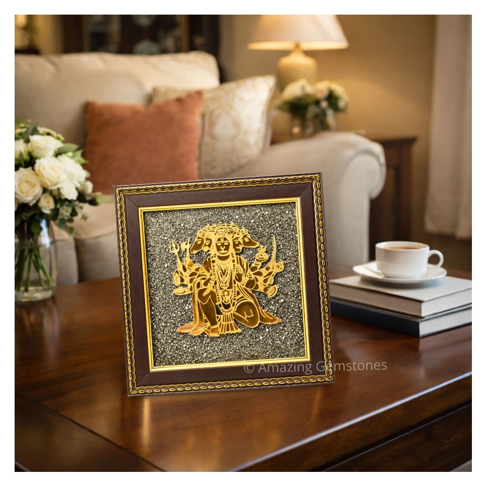 Authentic Pyrite Frame – Vastu Decor (Panchmukhi Hanuman)