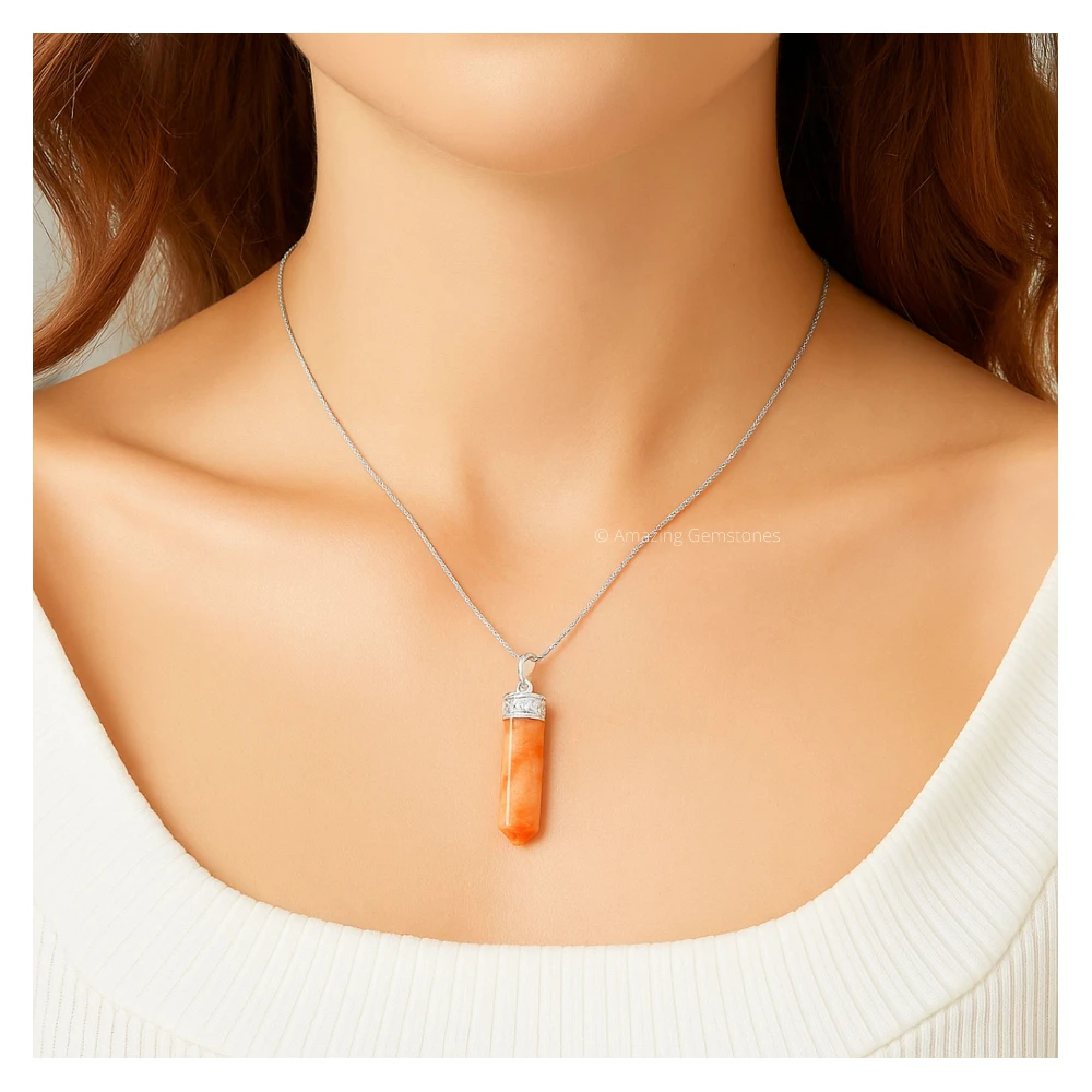 Sunstone Necklace - Pencil Point (Silver)