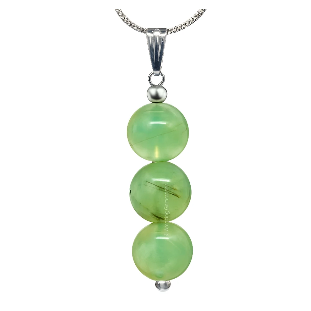 Prehnite Bead Pendant (Silver)