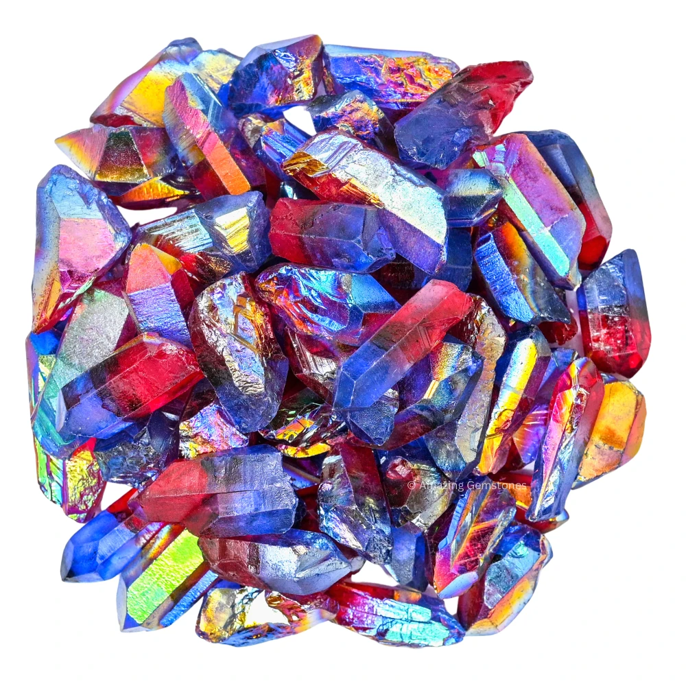 Ruby Tanzine Aura Quartz Crystal Points (5 Pieces)