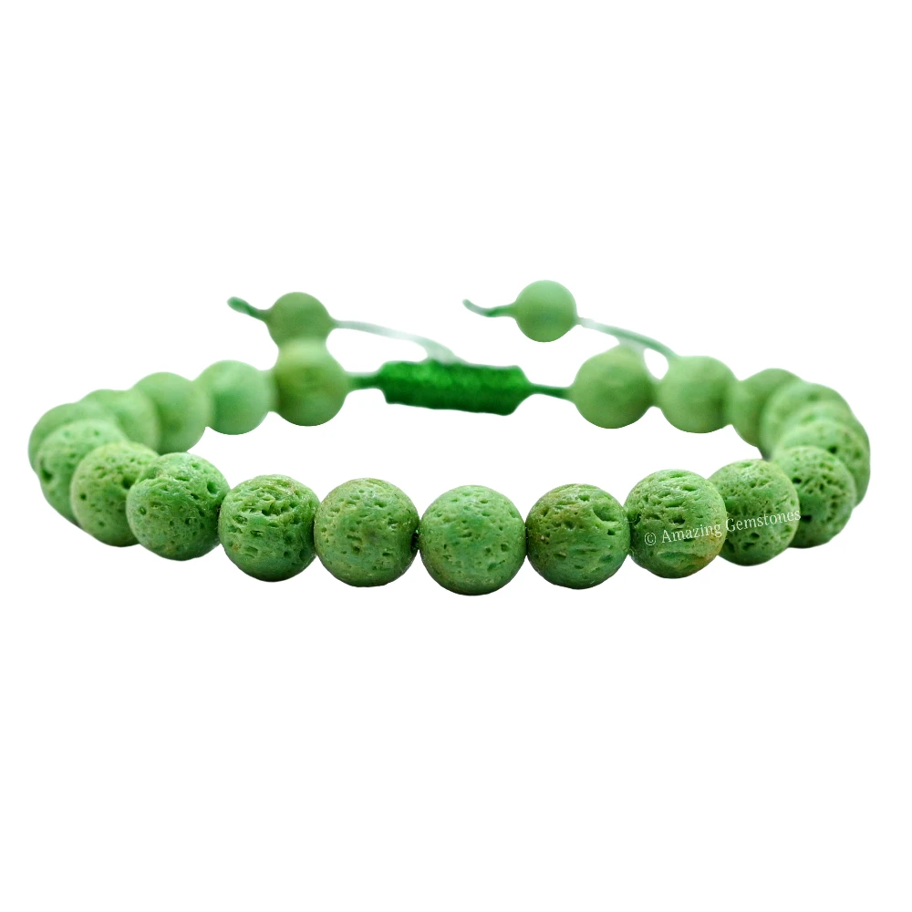 Green Lava Stone Bracelet (Adjustable)