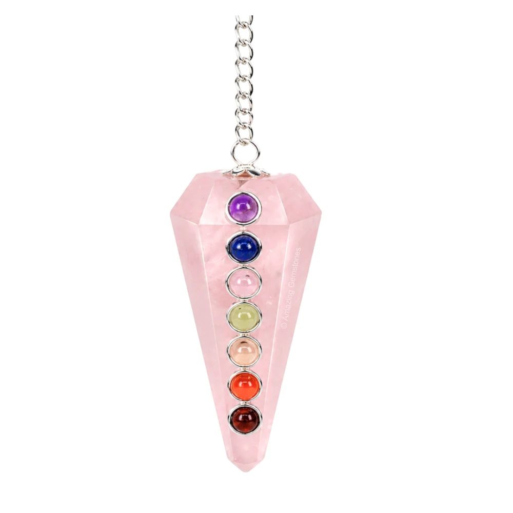 Rose Quartz Chakra Crystal Pendulum