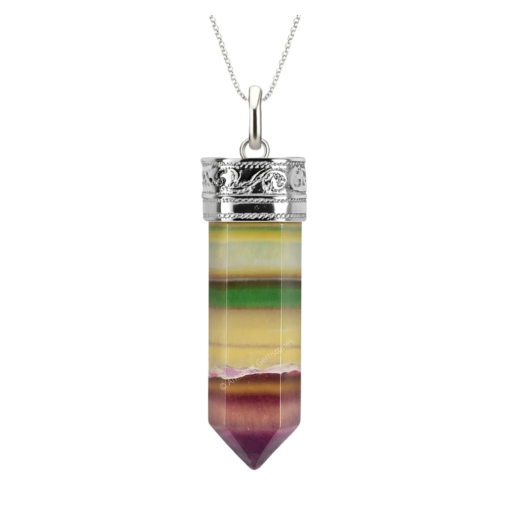 Fluorite Necklace - Pencil Point (Silver)