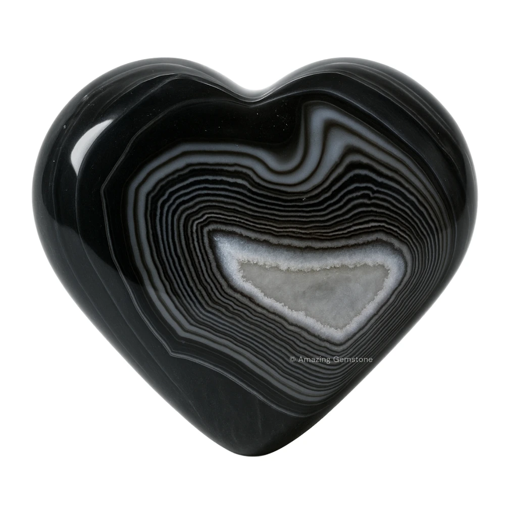 Black Onyx Agate Heart