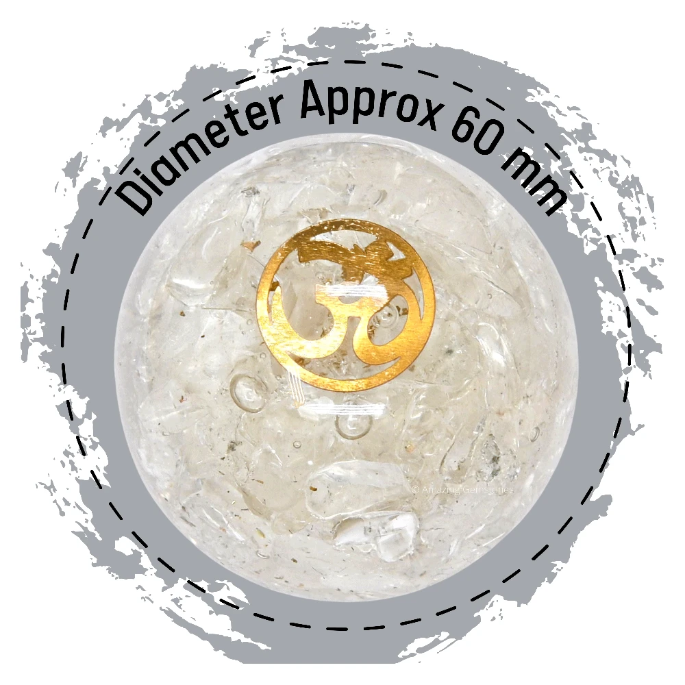 Clear Quartz Orgone Sphere- OM (2.5 Inch)