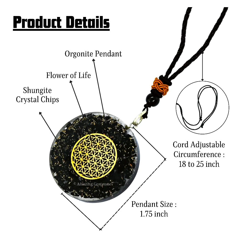 Shungite Necklace - Flower of Life
