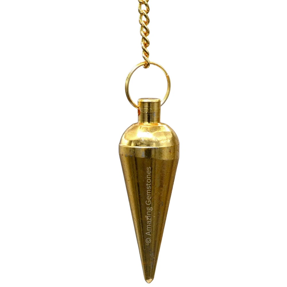 Copper Metal Pendulum - Gold Dome Cone Long Point (MP70)