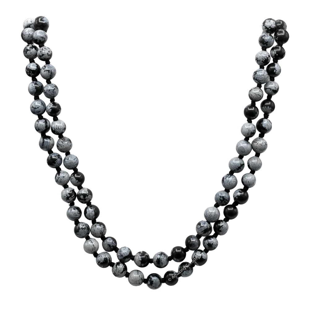 Snowflake Obsidian Mala (Hand Knotted)