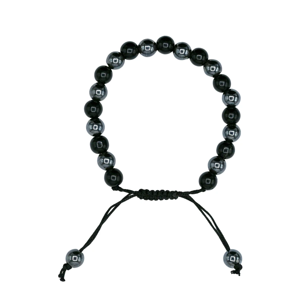 Black Obsidian and Hematite Bracelet