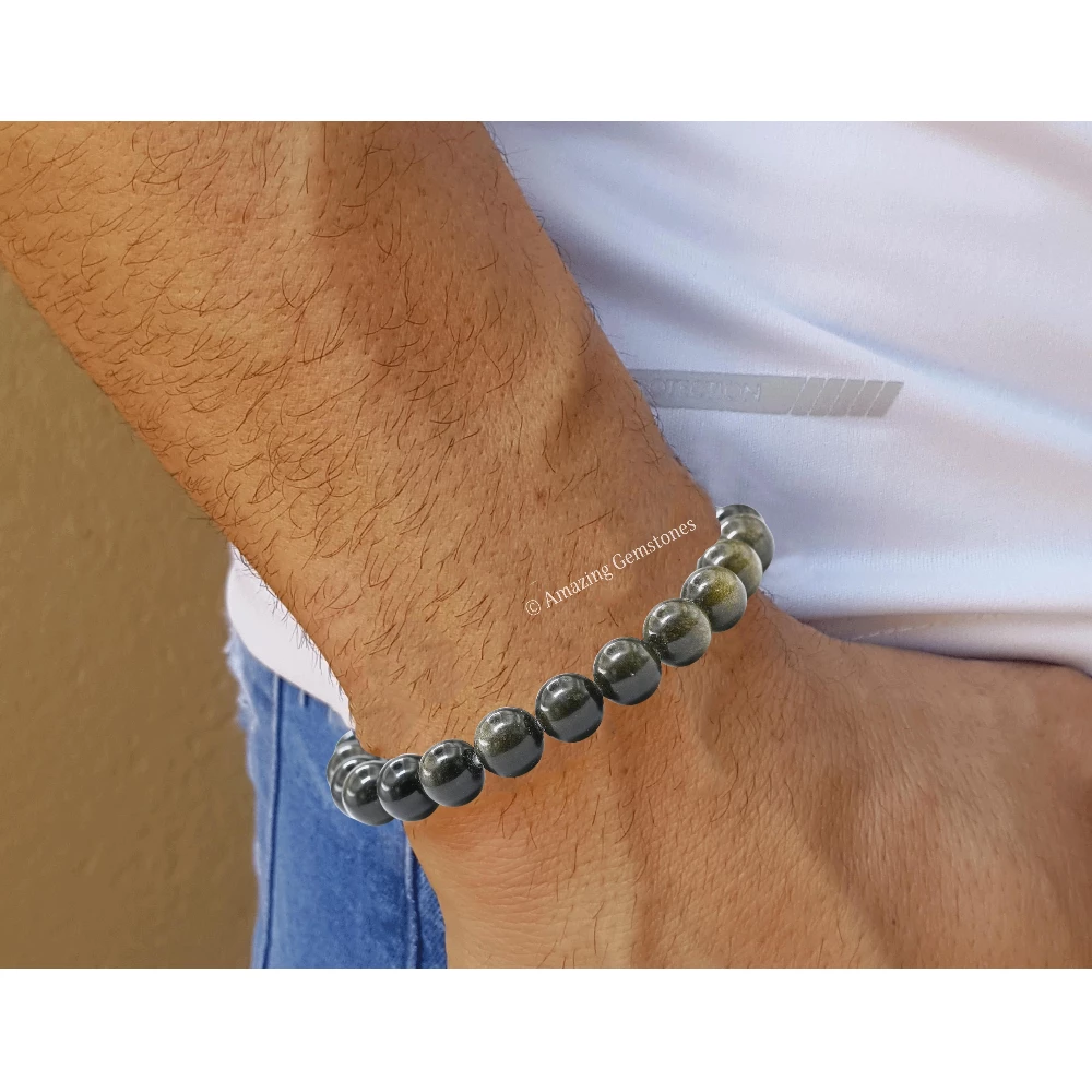 Gold Sheen Obsidian Bracelet (Stretchable)