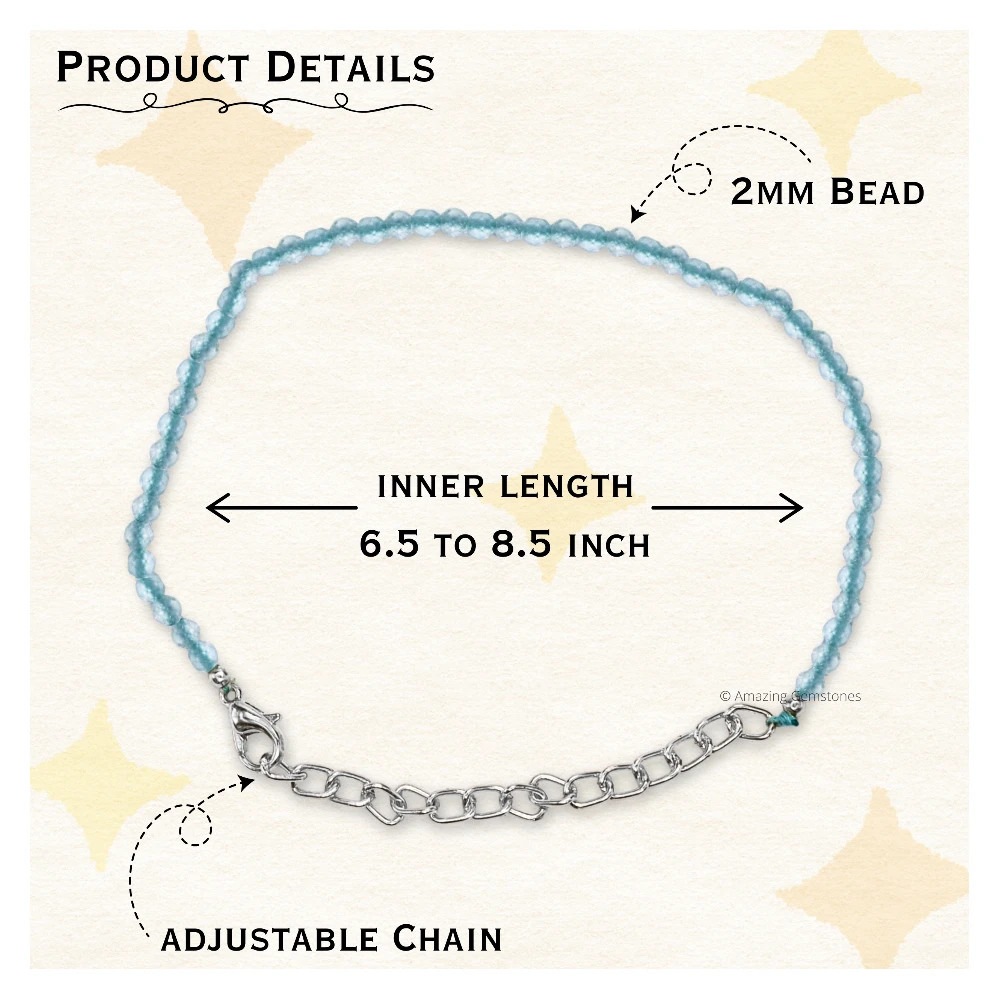 Green Chalcedony Crystal Bracelet - 2mm Faceted Bead (Silver)