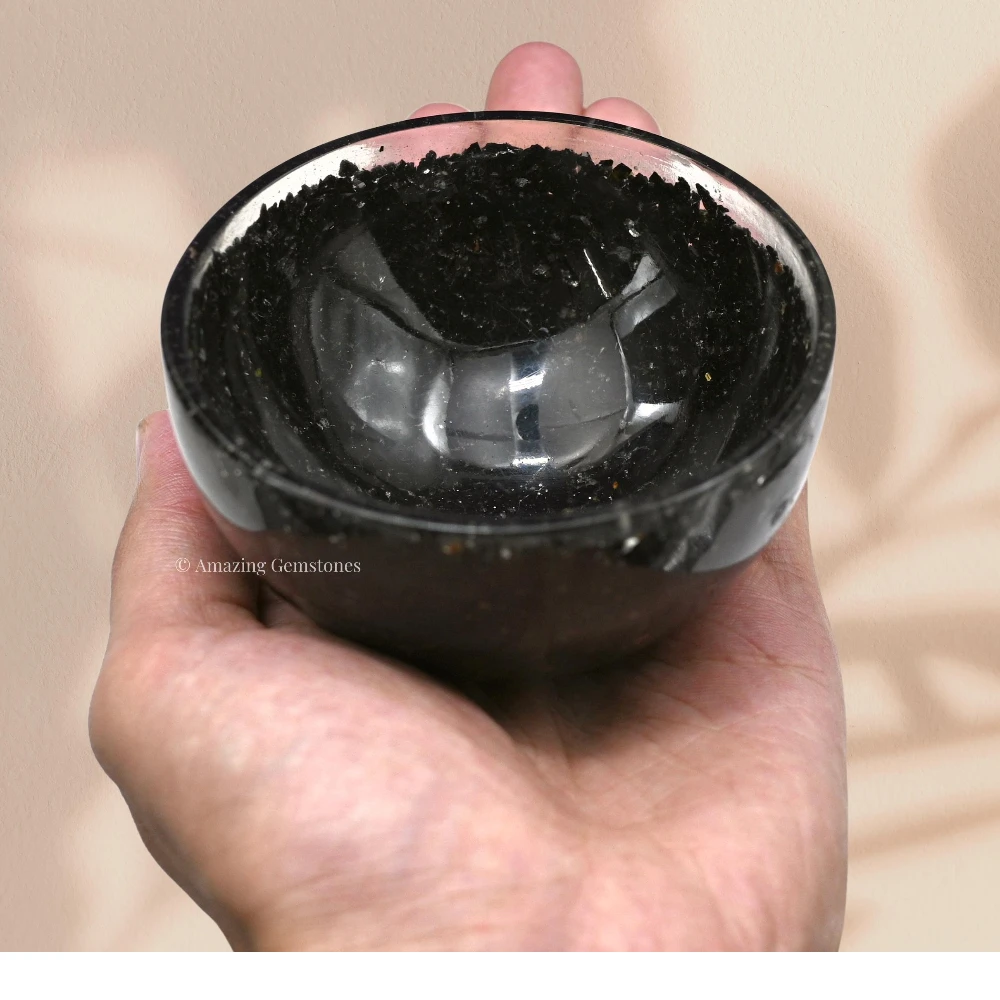 Black Tourmaline Crystal Orgone Bowl (3 Inch)