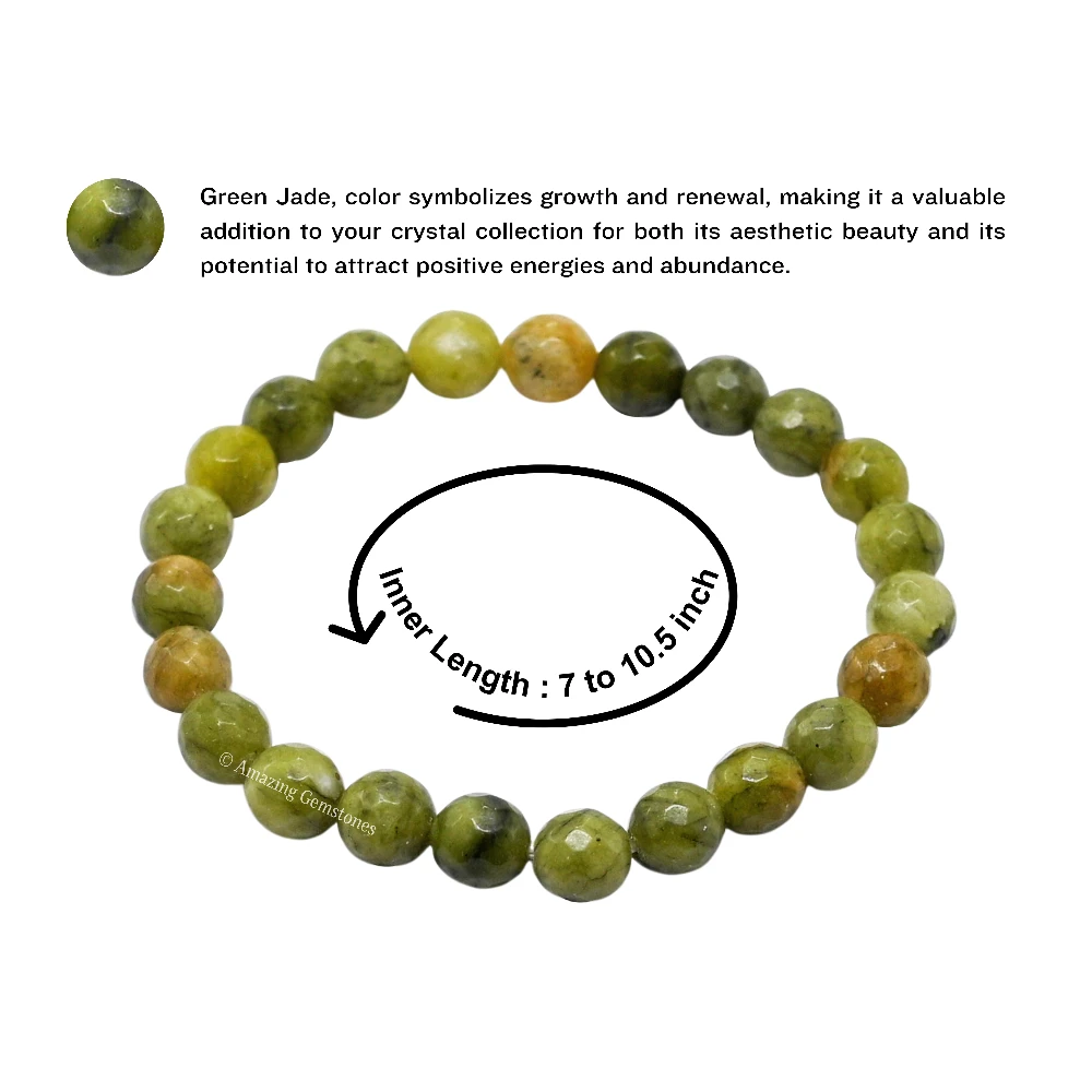 Green Jade Bracelet (Faceted) (Stretchable)