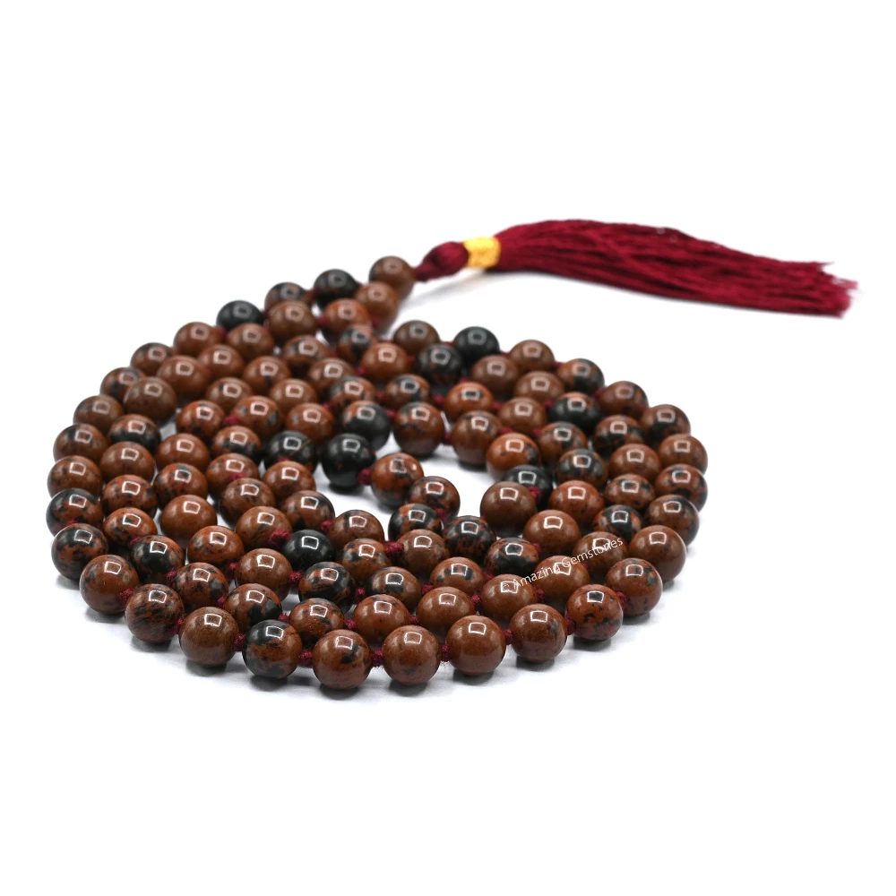 Mahogany Obsidian Mala (Hand Knotted)