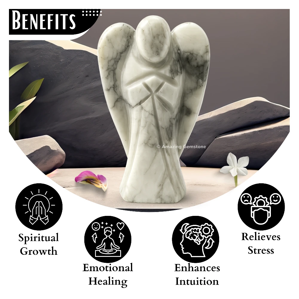 Howlite  Angel Figurine (4 Inch)