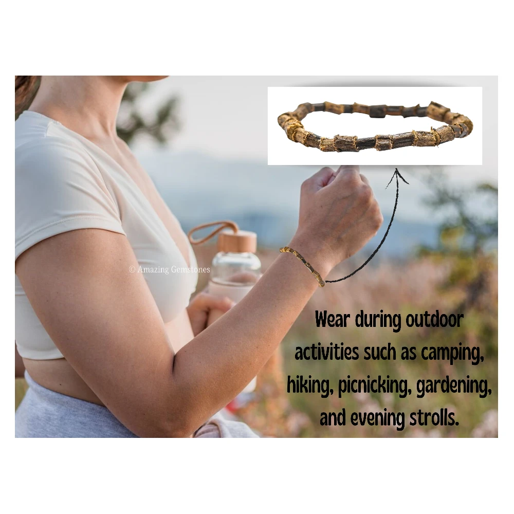 Raw Tulsi Mosquito Repellent Bracelet Set with Essential Oil (Pack of 2, Adult)