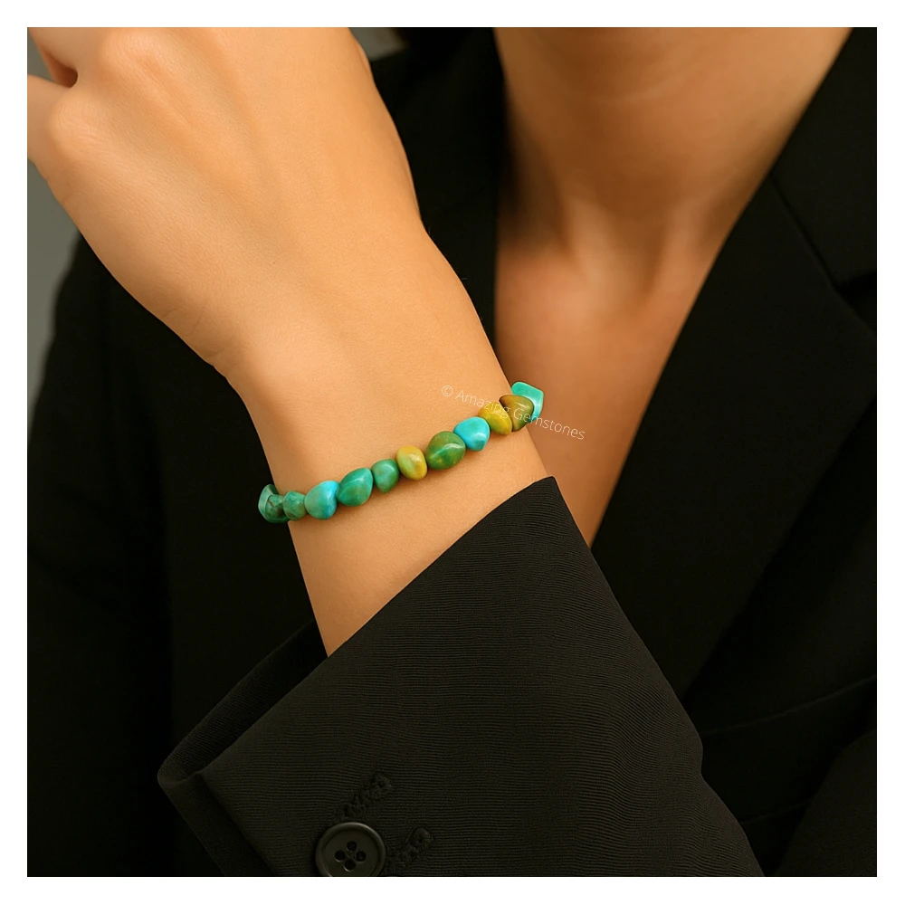 Chrysocolla Tumbled Stone Bracelet (Stretchable)