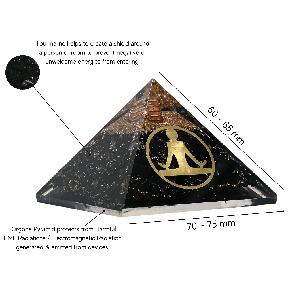 Black Tourmaline Orgone Pyramid - Buddha