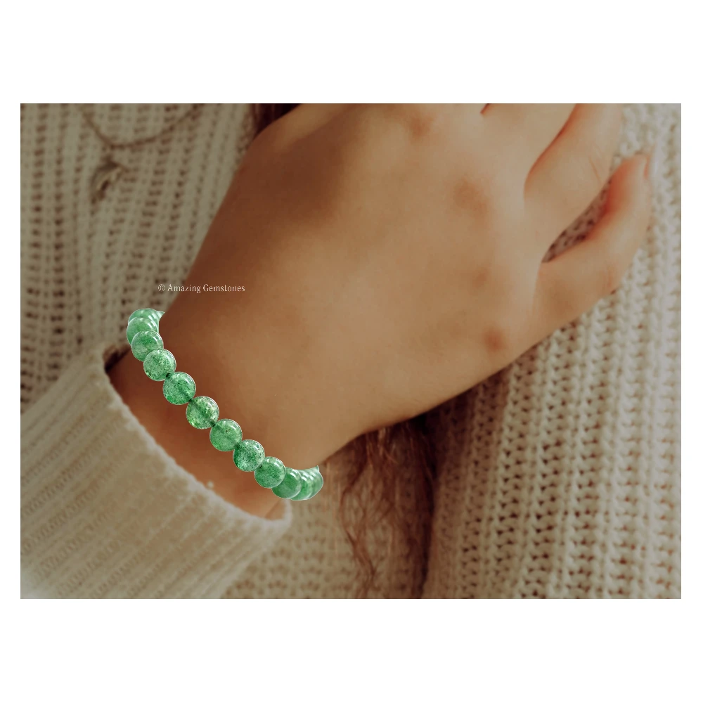 Green Strawberry Quartz Bracelet (Adjustable)
