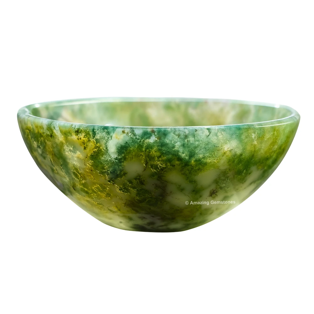 Moss Agate Crystal Bowl - 2 Inch