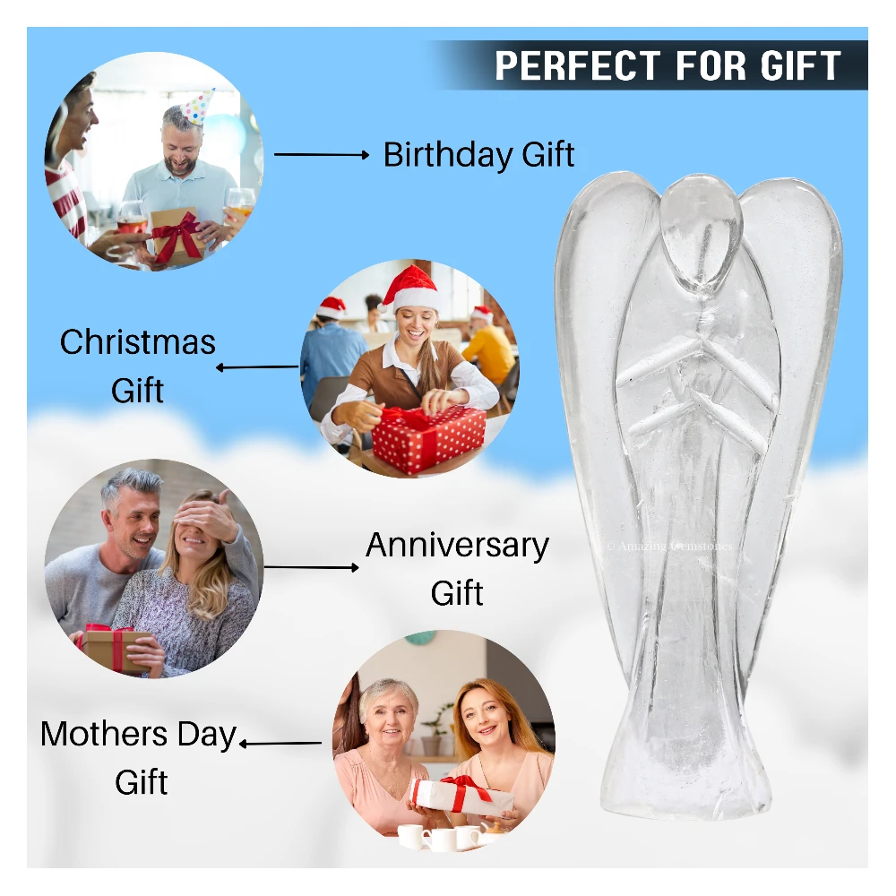 Clear Quartz Angel Figurine (1.5 Inch)