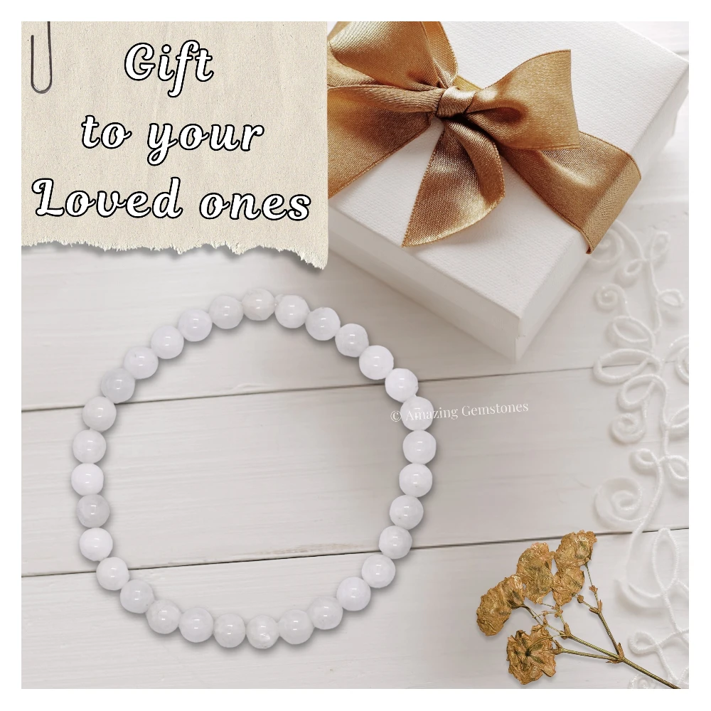 White Moonstone Healing Crystal Bracelets - 6mm Beads