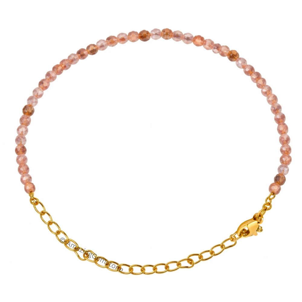 Golden Moonstone Crystal Bracelet - 2mm Faceted Bead (Gold)