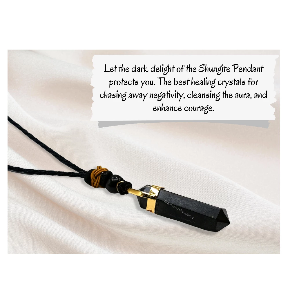 Shungite Necklace - Double Point Pencil