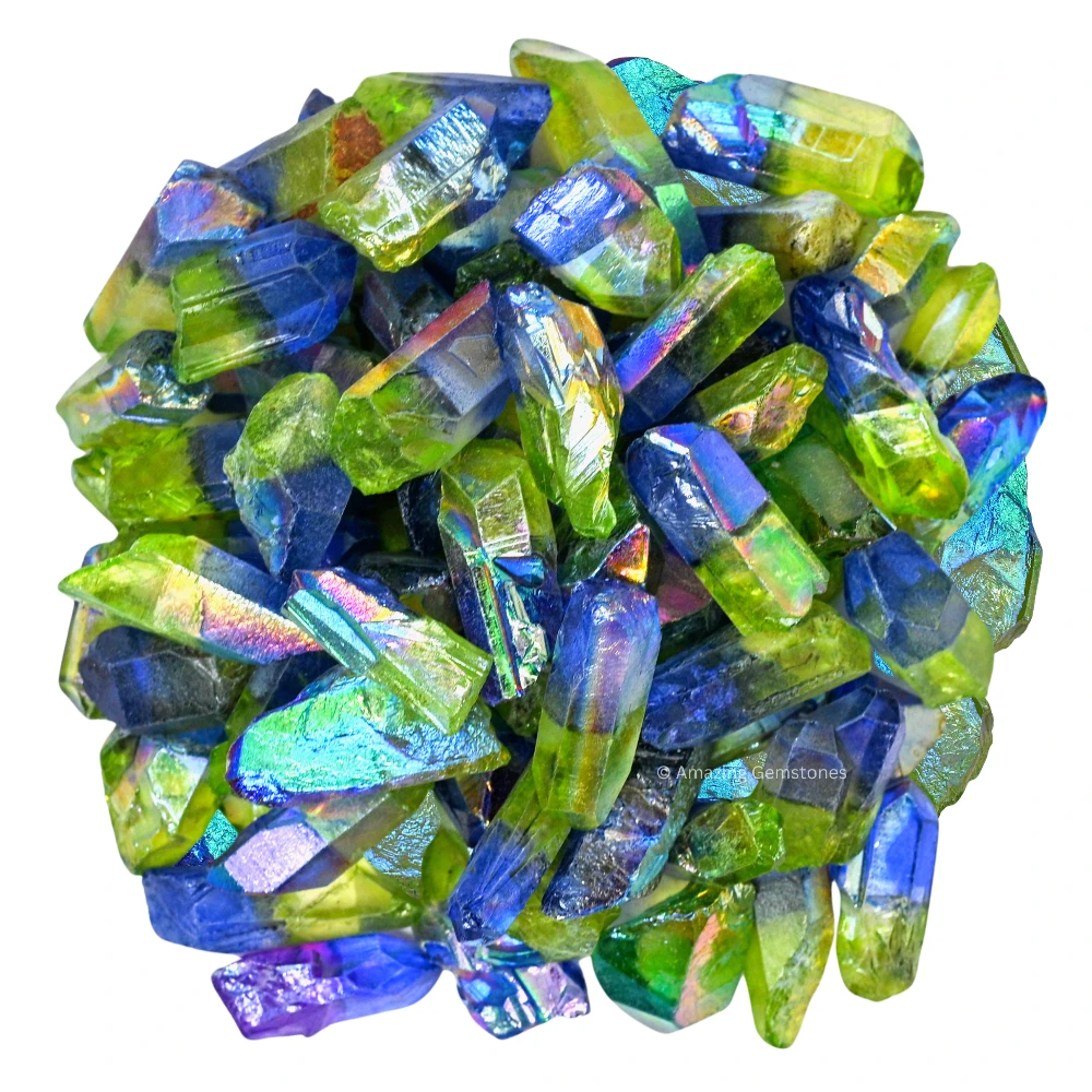 Apple Tanzine Aura Quartz Raw Crystal Points (5 Pieces)