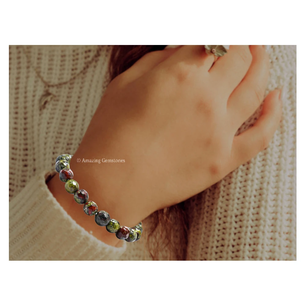 Dragon Bloodstone Bracelet (Faceted) (Stretchable)