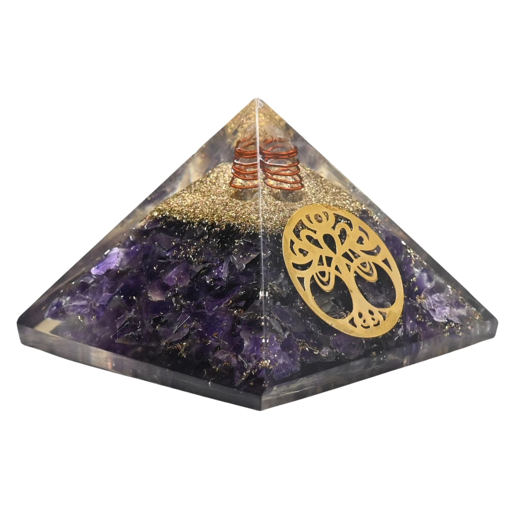 Amethyst Orgone Pyramid - Vintage Tree of Life