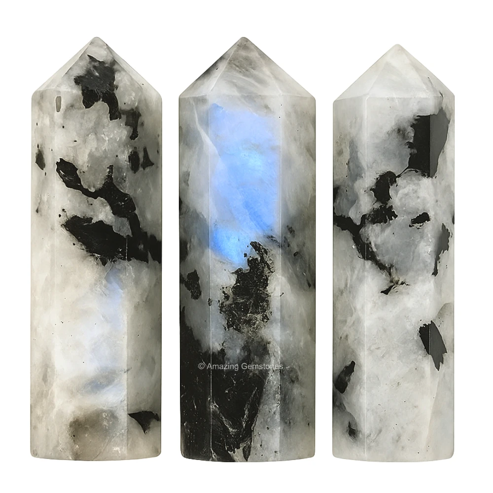 Rainbow Moonstone Pencil Points (Set of 3)