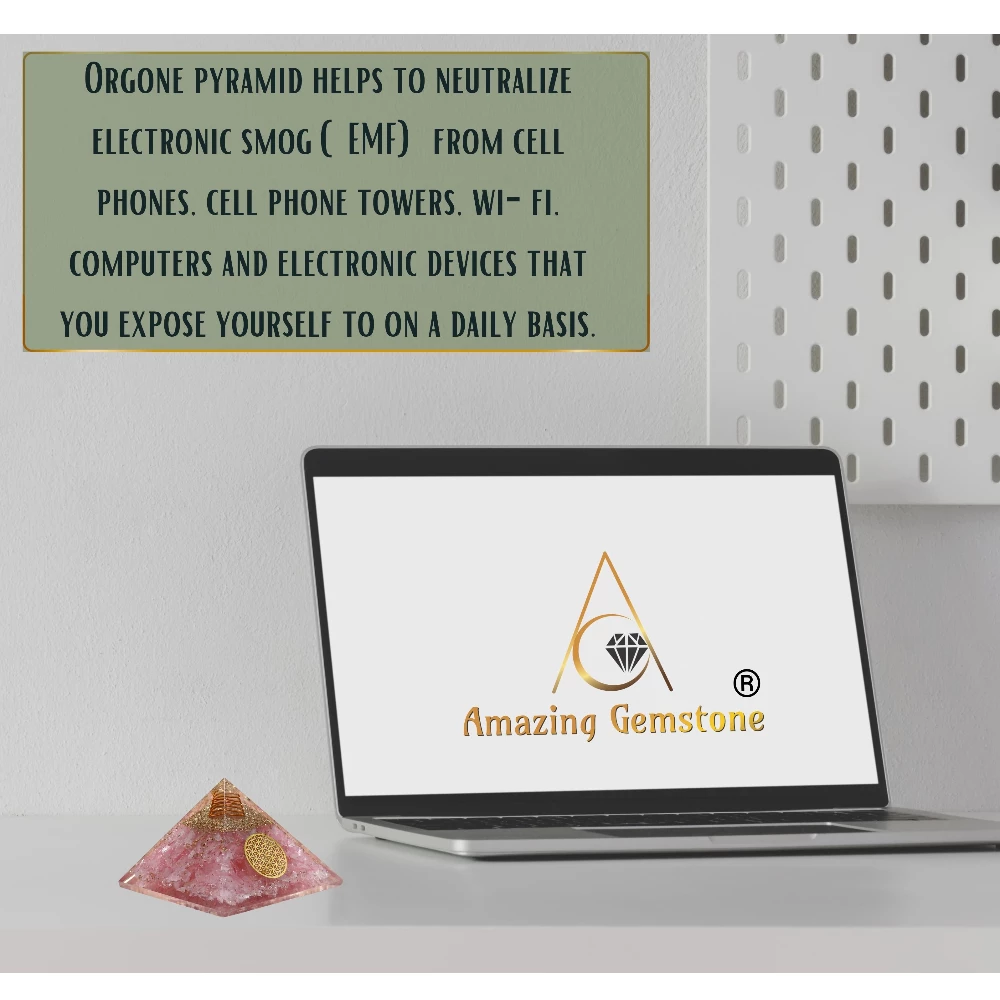 Rose Quartz Orgone Pyramid - Flower of Life