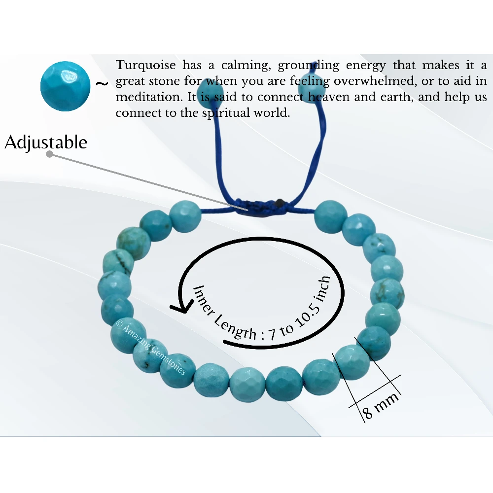 Turquoise Bracelet (Faceted-Adjustable)