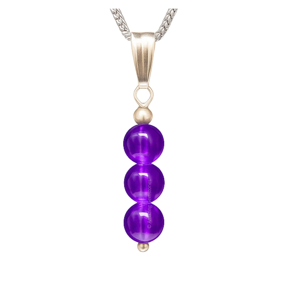 Amethyst Bead Pendant (Silver)