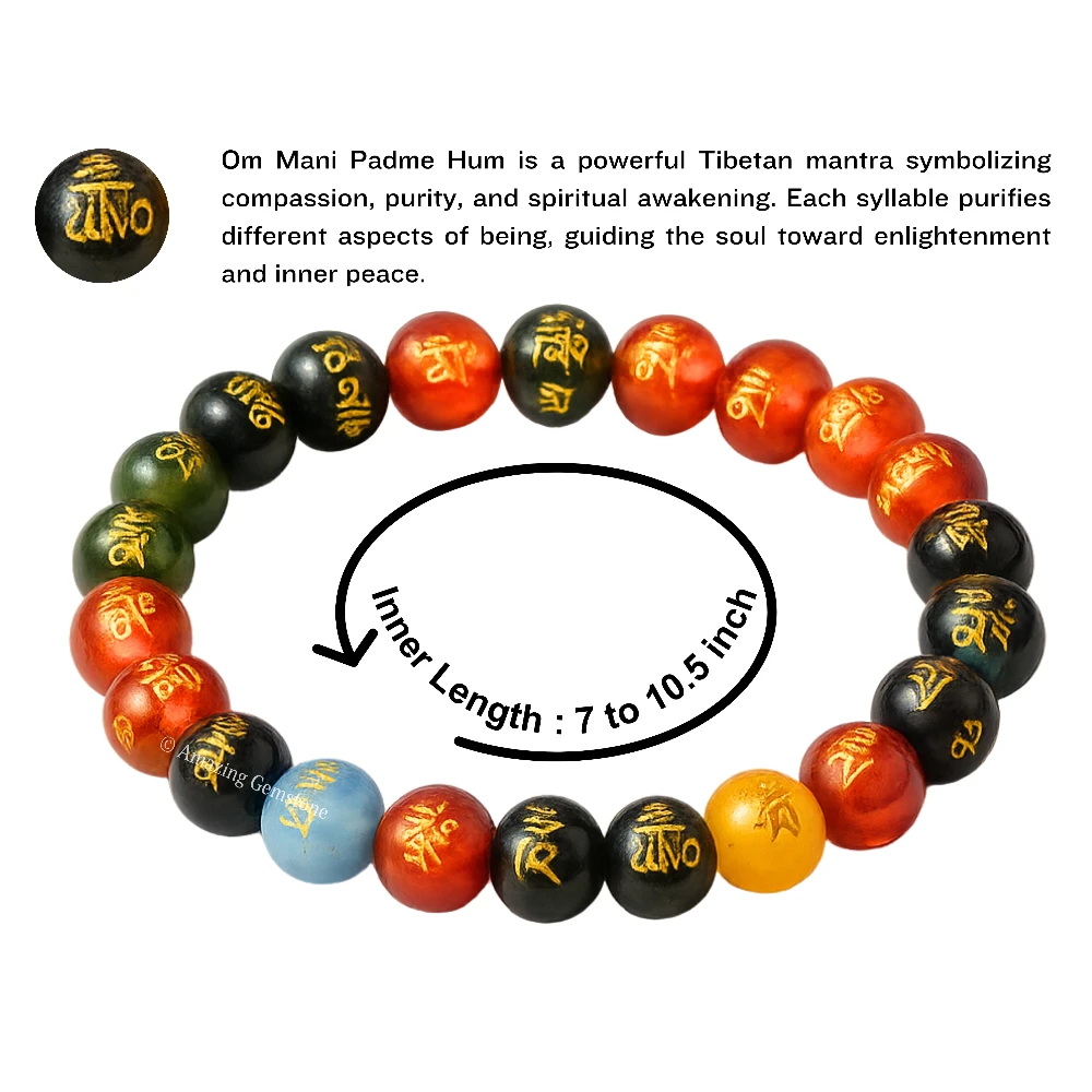 Multi Padme Hum Bracelet (Strechable)