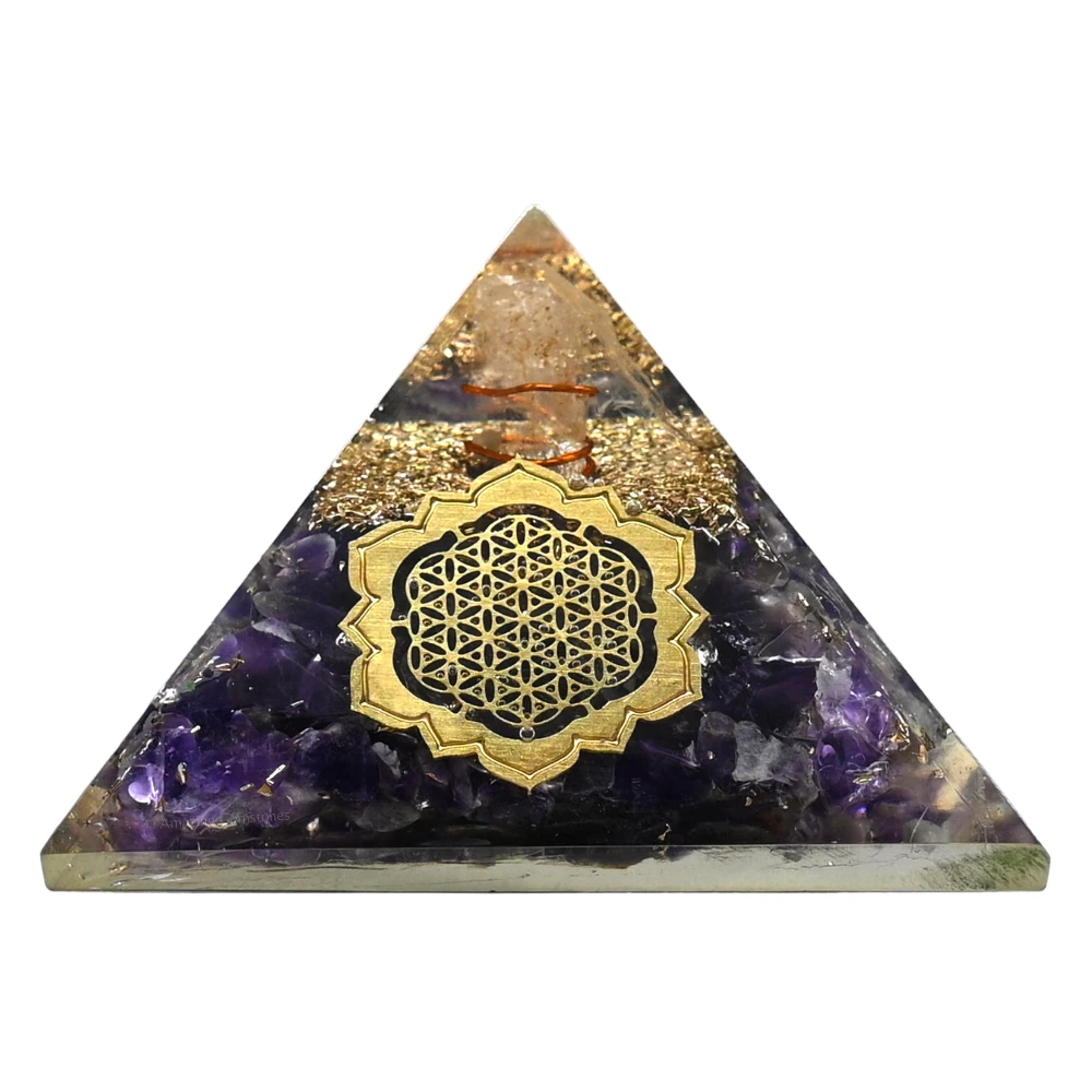 Amethyst Orgone Pyramid - Lotus Flower of Life