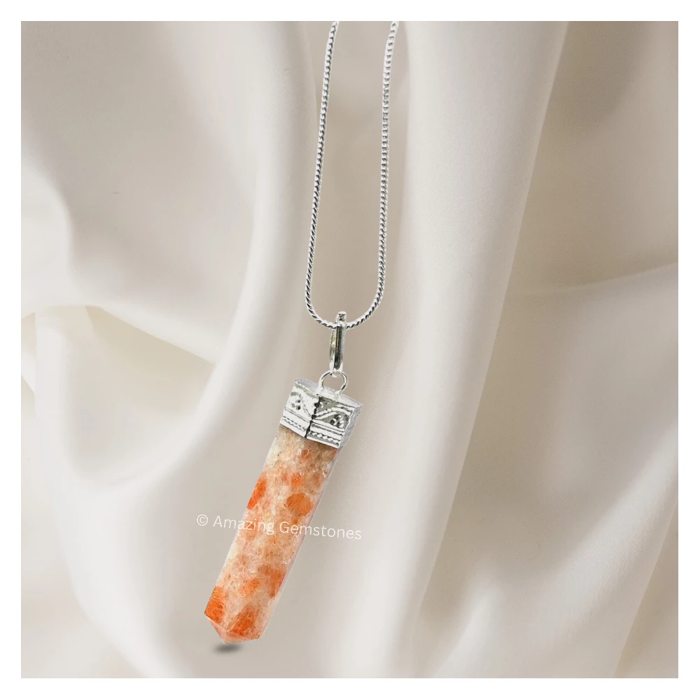 Sunstone Necklace - Pencil Point (Silver)