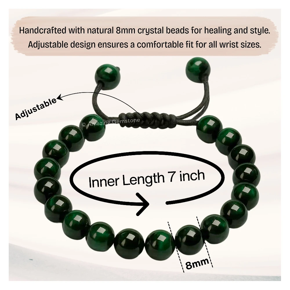 Green Tiger Eye Bracelet (Adjustable)