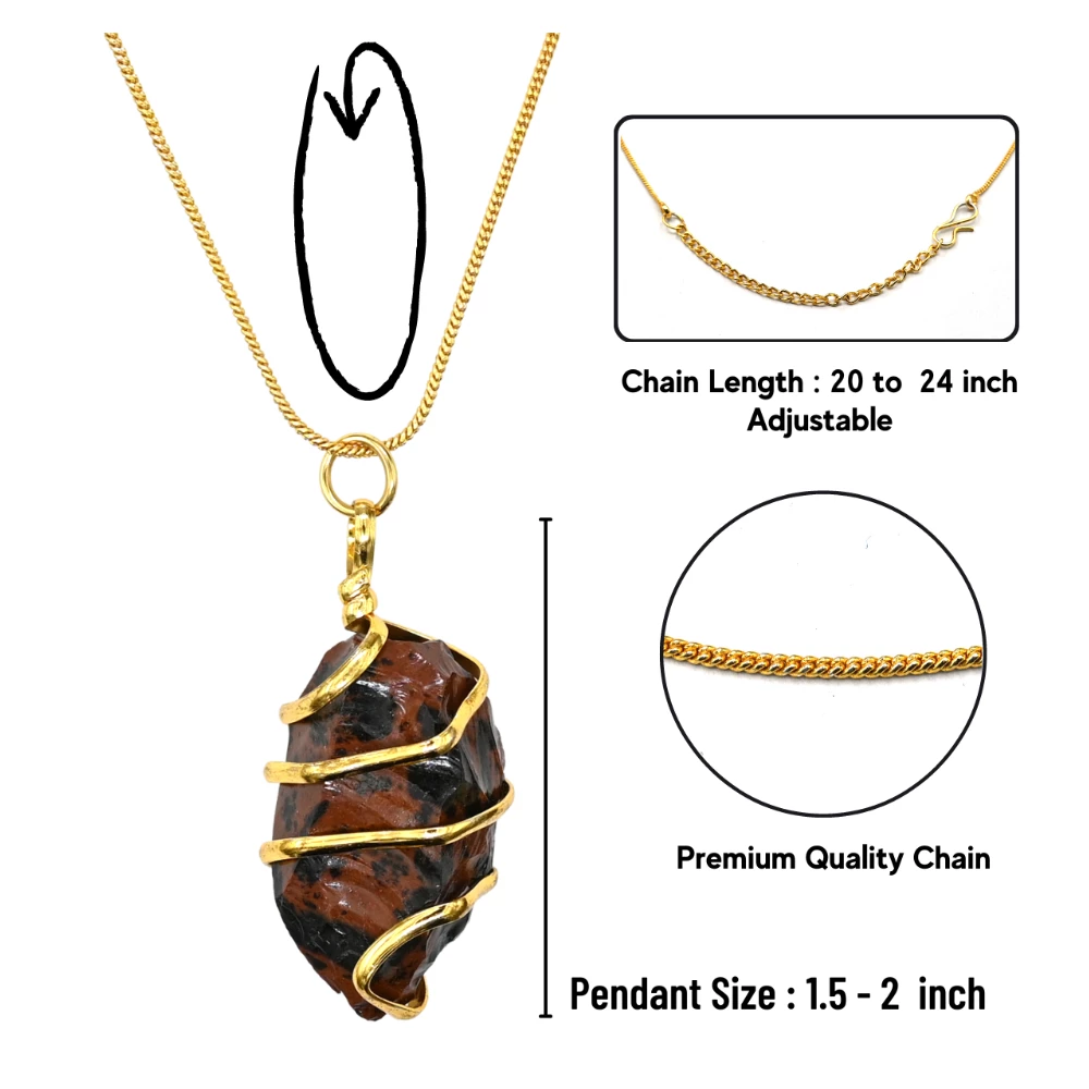 Mahogany Obsidian Necklace - Raw Crystal (Gold)