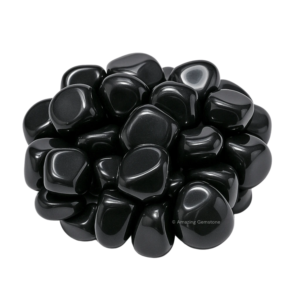 Tumbled Black Obsidian Stone Crystals (1000+ Carats)