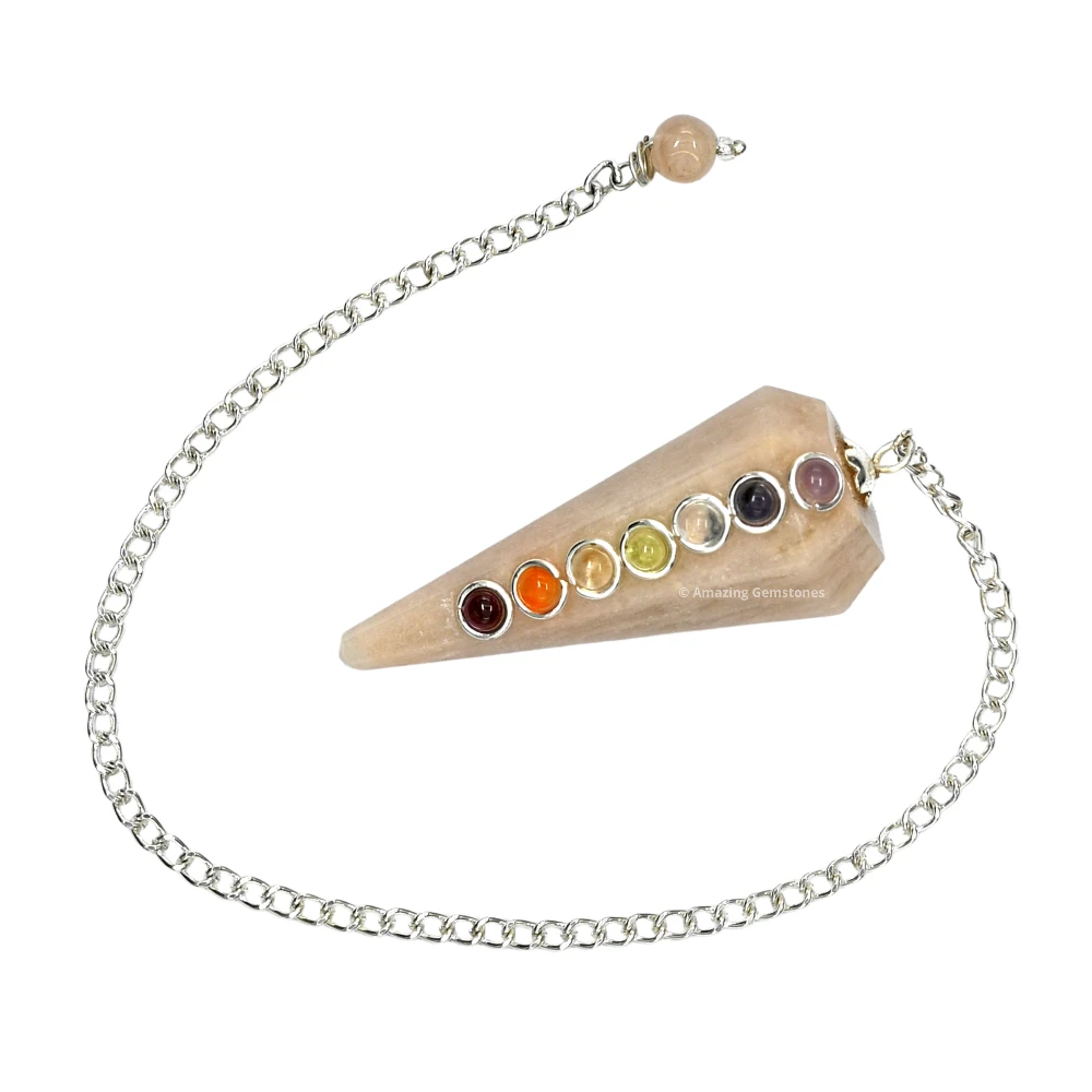 Cream Moonstone Chakra Crystal Pendulum