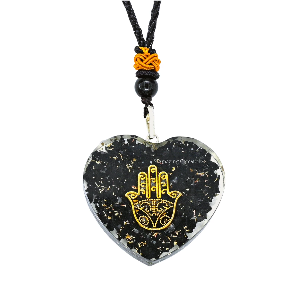 Shungite Necklace - Hamsa (Heart)