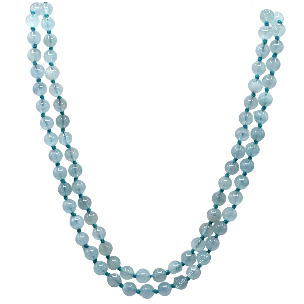 Aquamarine Mala (Hand Knotted)