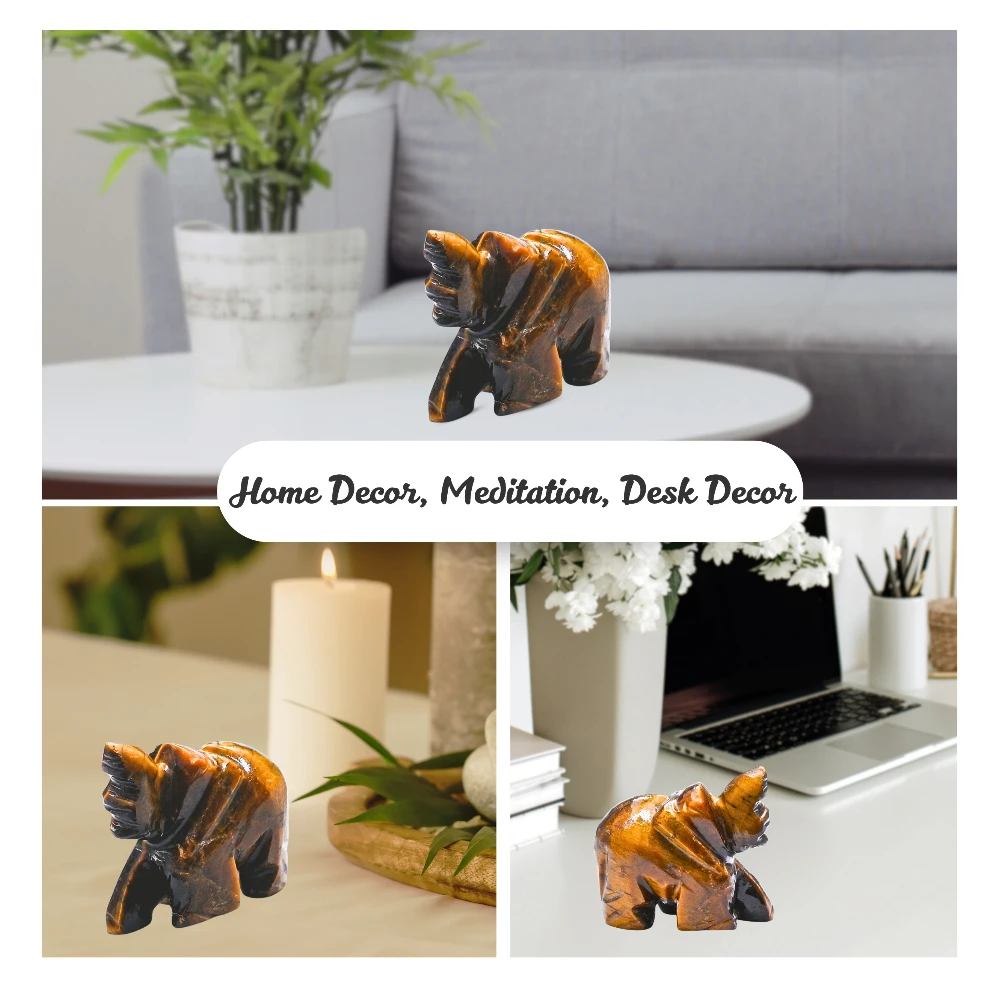 Tiger Eye Mini Elephant Crystal Figurine