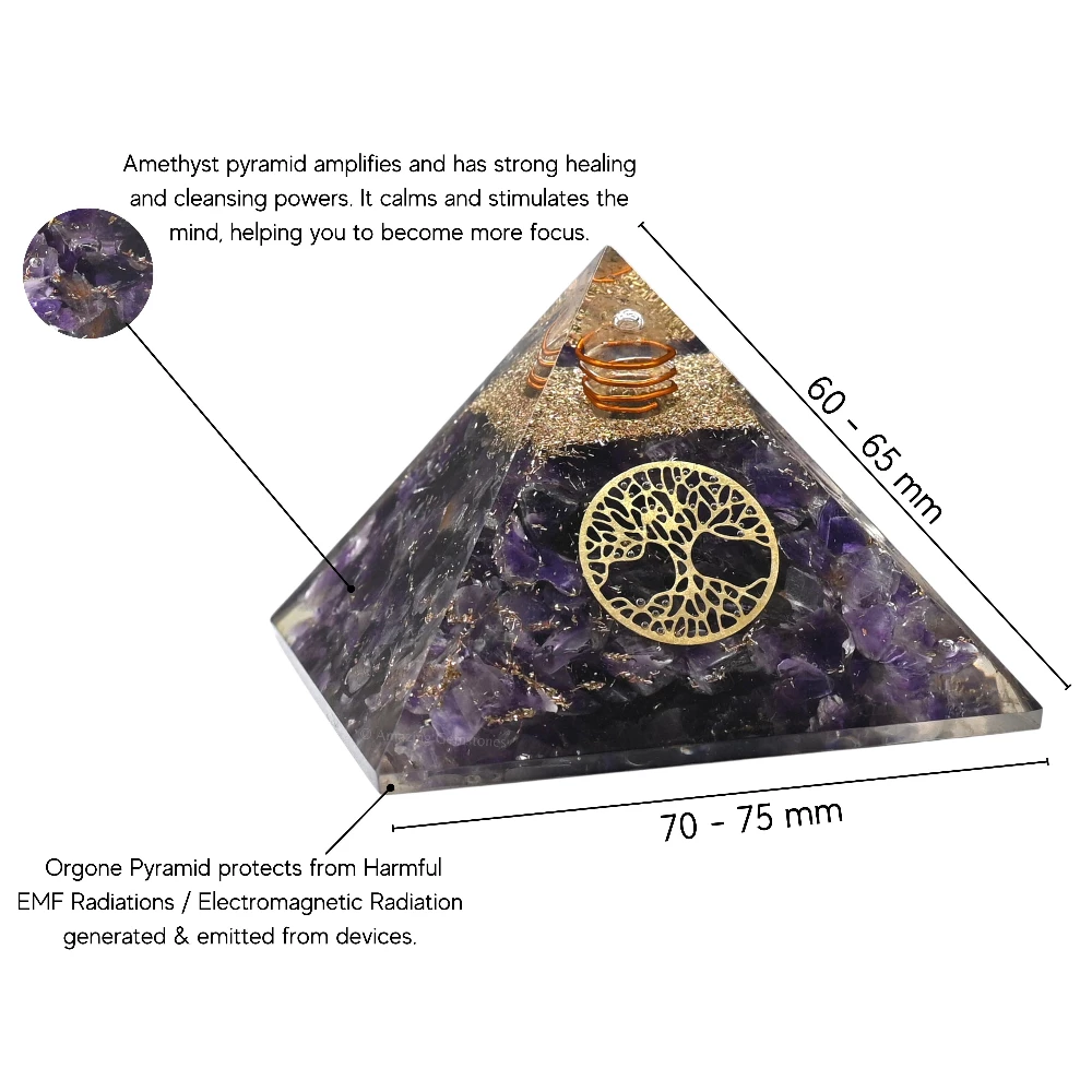 Amethyst Orgone Pyramid - Tree of Life