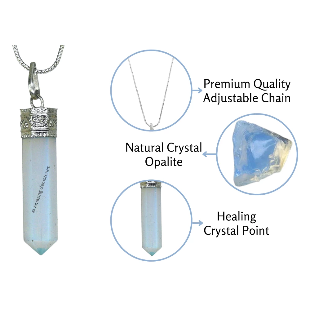 Opalite Necklace - Pencil Point (Silver)