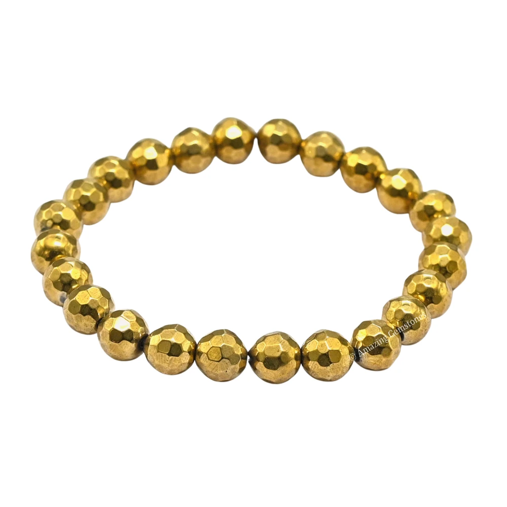 Golden Hematite Bracelet (Faceted-Stretchable)